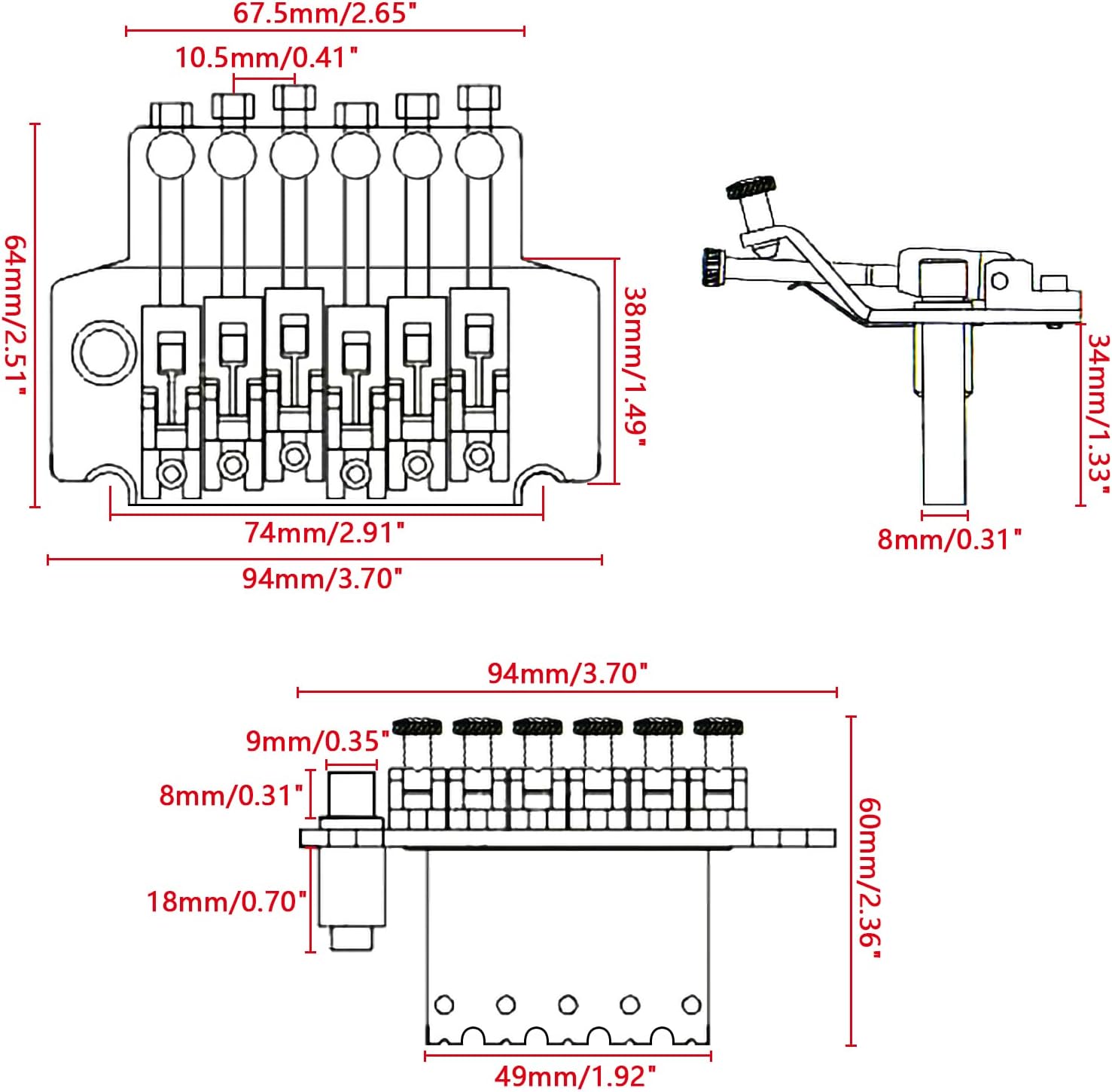Juego de piezas de puente y puente de guitarra eléctrica dorada, puente de trémolo con barra de bloqueo doble Strat para Floyd Rose