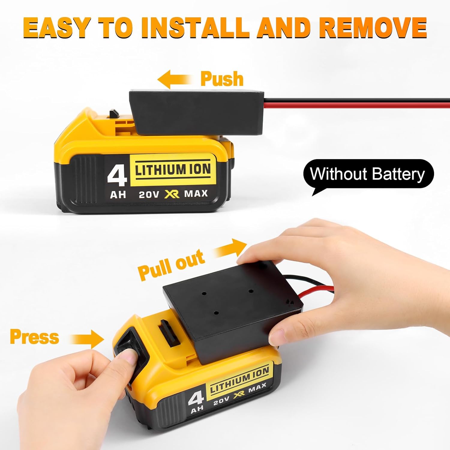 Paquete de 2 adaptadores de batería de Power Wheels para Milwaukee M18 Adaptador de batería de 18 V y Dewalt 20 V Power Wheels conversión de batería