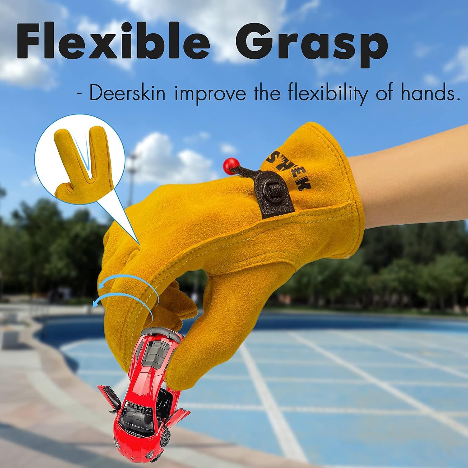 FEISHDEK Guantes de trabajo para niños de 2 a 14 años, gamuza de piel de ciervo extra suave, duraderos, flexibles para niños pequeños, guantes de