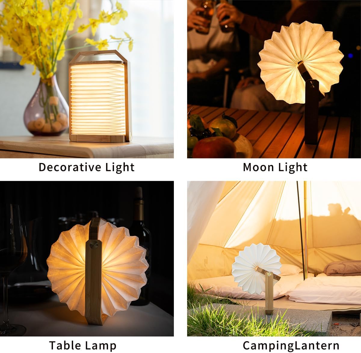 Lámpara de mano, lámpara de ambiente, lámpara portátil de papel plegable, luz nocturna, luces de libro, lámpara de campamento, luces LED para