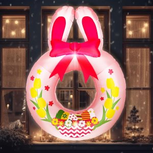Corona inflable de Pascua de 4.9 pies, decoración al aire libre, corona de huevo de Pascua grande, corona de Pascua para primavera, decoración de Corona inflable de Pascua de 4.9 pies, decoración al aire libre, corona de huevo de Pascua grande, corona de Pascua para primavera, decoración de