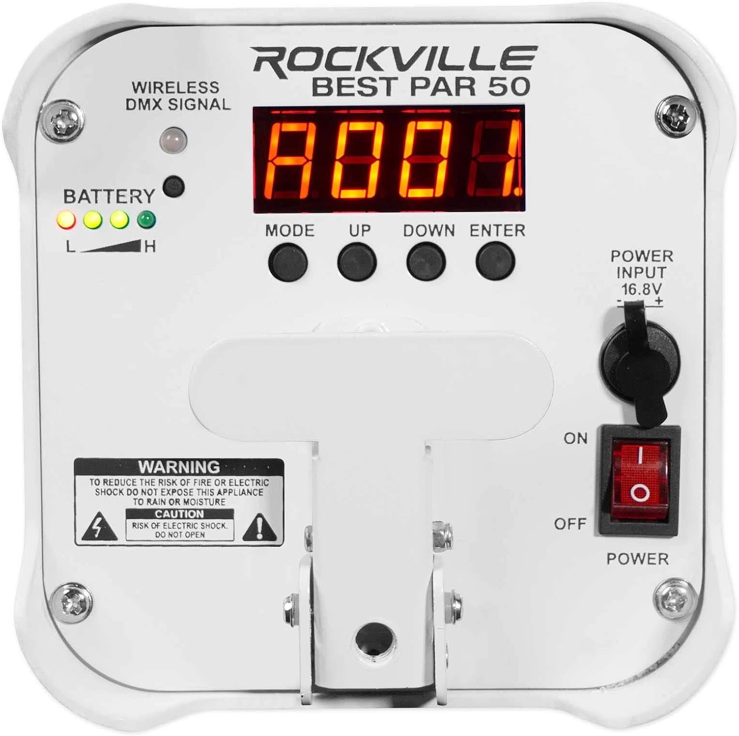 10) Rockville Best PAR 50 – Luces de lavado de batería blancas con DMX+RGBWA+UV inalámbricas