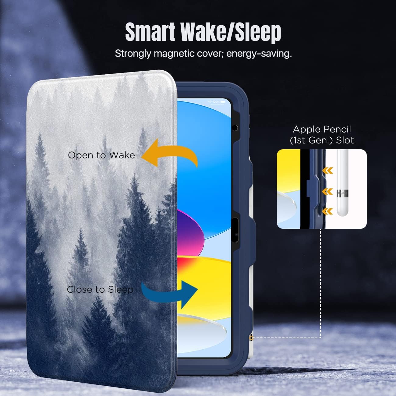 MoKo Funda para iPad de 10 generación con soporte para lápices, funda para iPad de 10 generación 2022 de 10.9 pulgadas, protector de pantalla