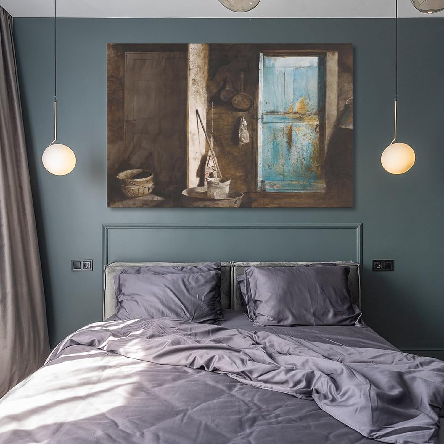 Álvaro y Christina por Andrew Wyeth – Póster de arte de pared, lienzo con pergaminos, pintura, imagen, decoración de la sala de estar, enmarcadasin