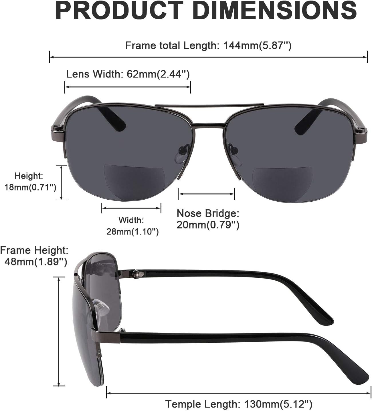 FEISEDY Lentes de sol bifocales para lectura bajo el sol B2718 para hombres y mujeres