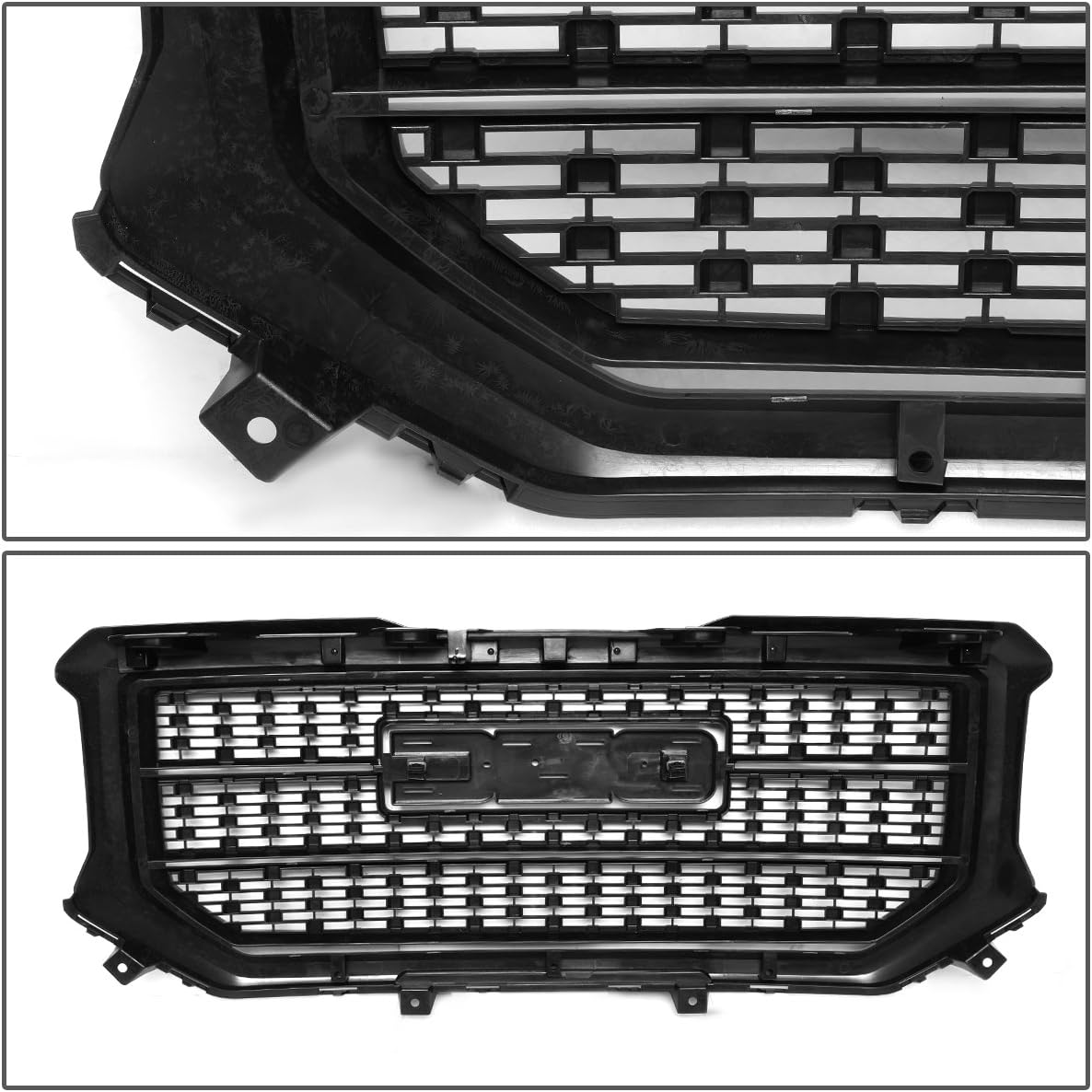 DNA Motoring GRLDDENL-GMCSIE16-BK Rejilla de parachoques delantero ABS negro compatible con GMC Sierra 1500 16-18