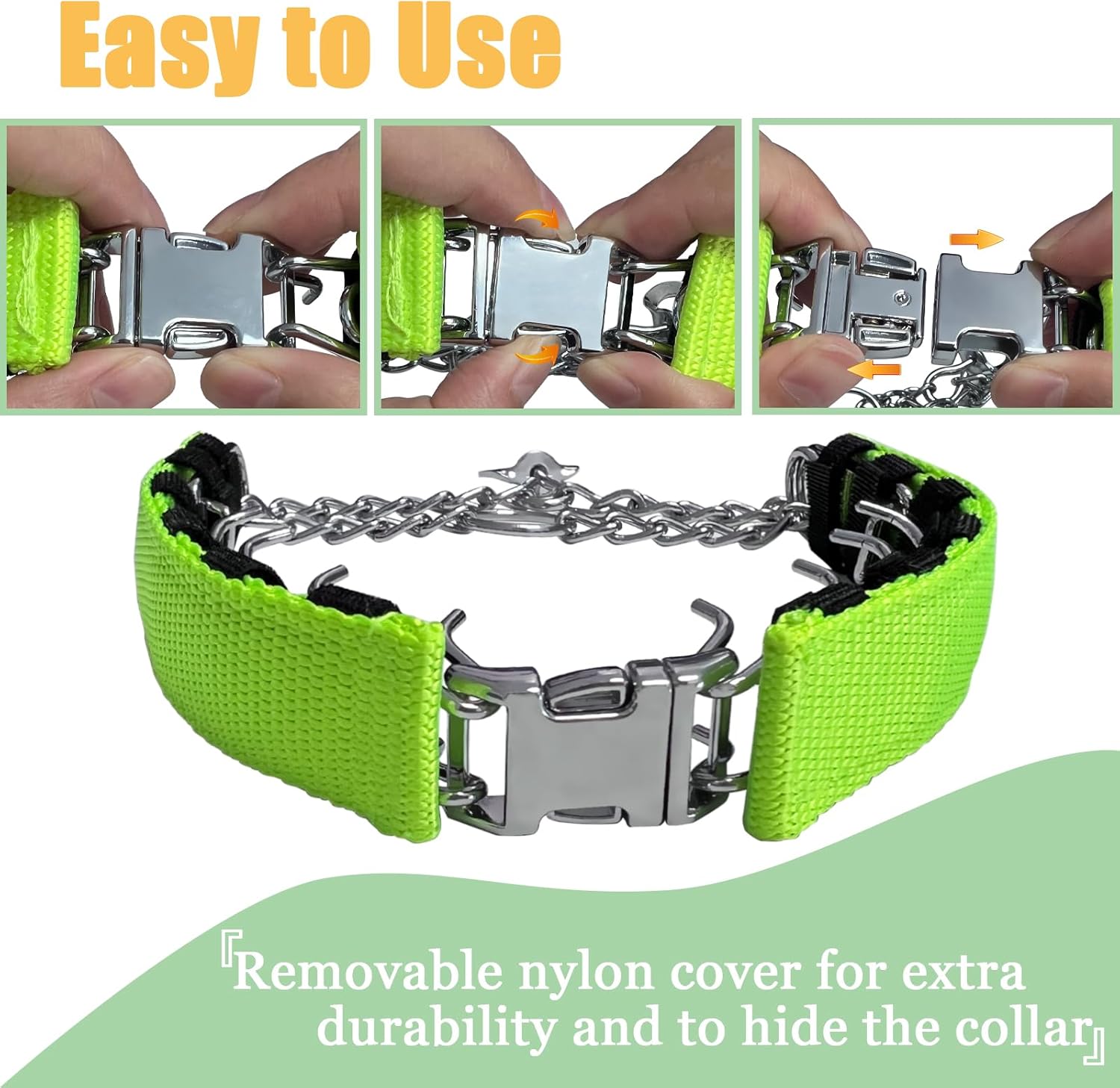 Collar de entrenamiento de puntas para perros, collar ajustable para perro con hebilla de liberación rápida, collar sin tirones para perros