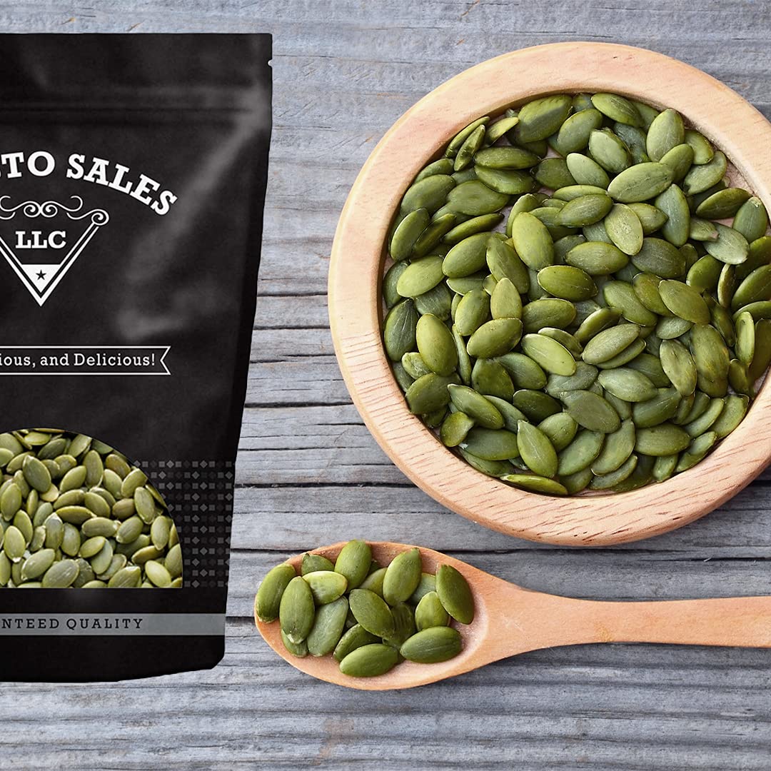 Presto Sales LLC – Semillas de calabaza, pepitas verdes sin cáscara cruda, aperitivo natural, comer o cocinar, nutritivas, empaquetadas en una bolsa
