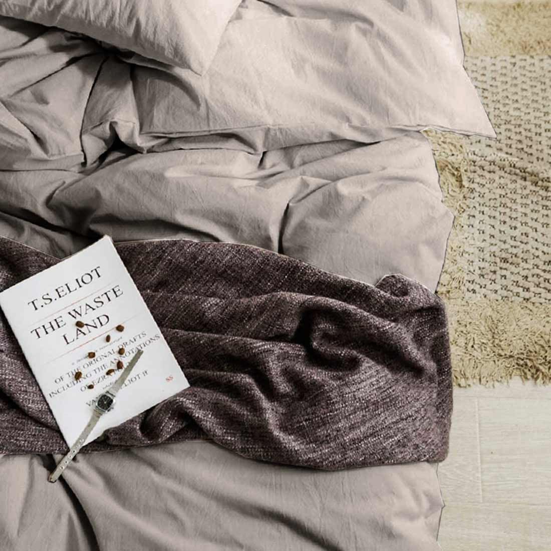 ETDIFFE Edredón de tamaño Queen, juego de ropa de cama y colección suave de 3 piezas, color gris pardo, ligero, para todas las estaciones, edredón