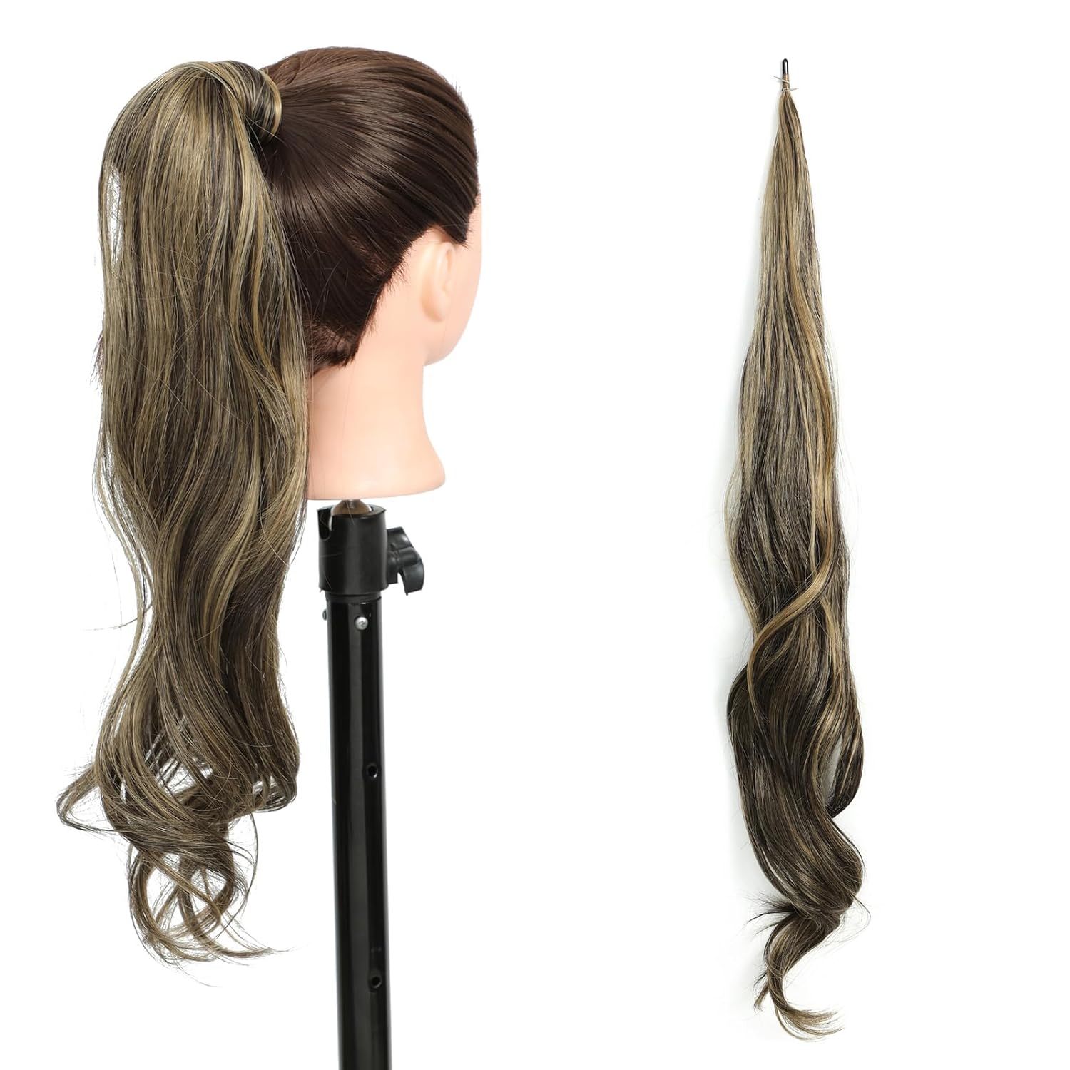 Extensión de cola de caballo flexible envolvente, extensiones de cabello rizado largo y rizado, extensiones de cabello para mujeres y mujeres, uso