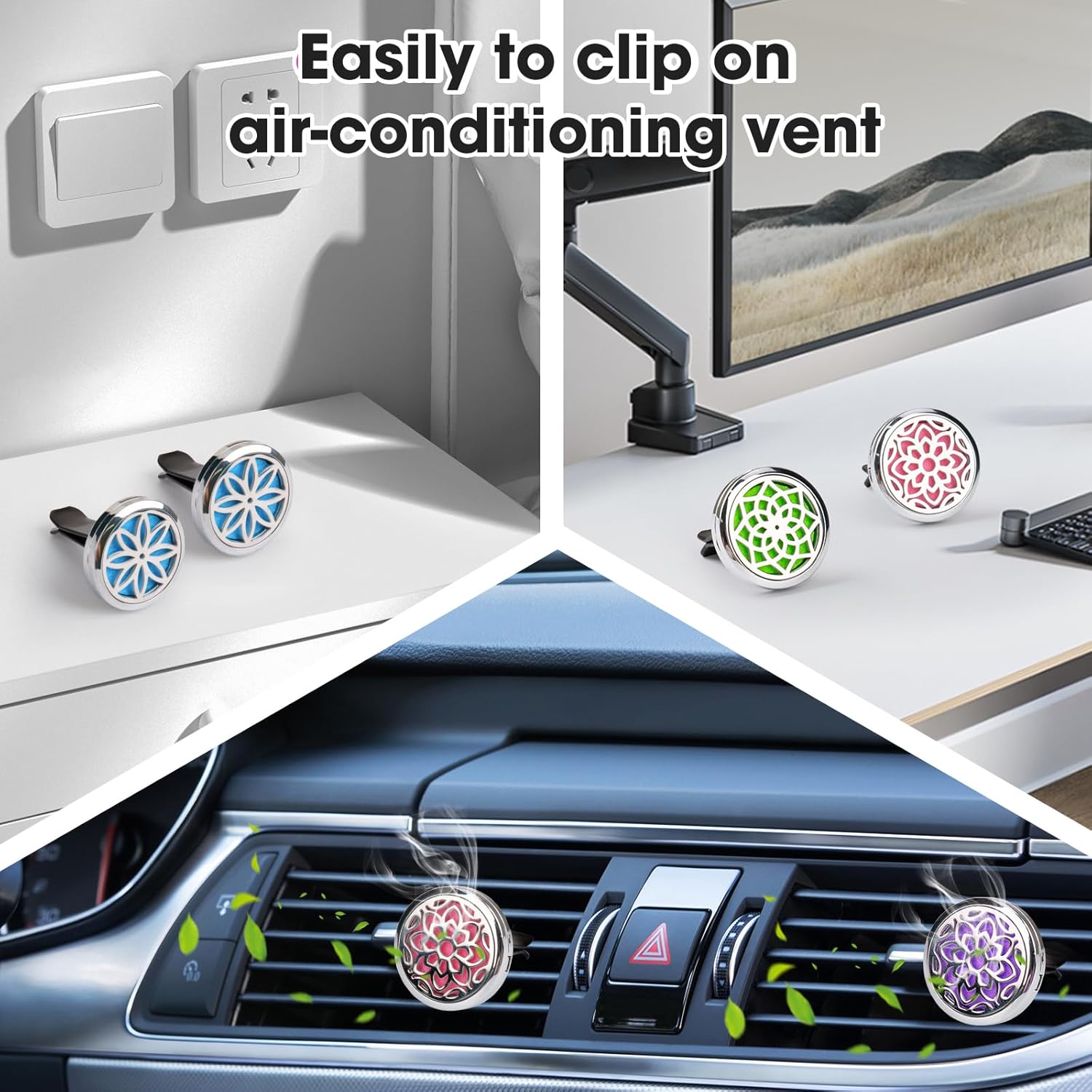 ttstar Clip de ventilación para difusor de automóvil, 1.181 in, difusor de aceite esencial de aromaterapia, clips de ventilación para coche, 3