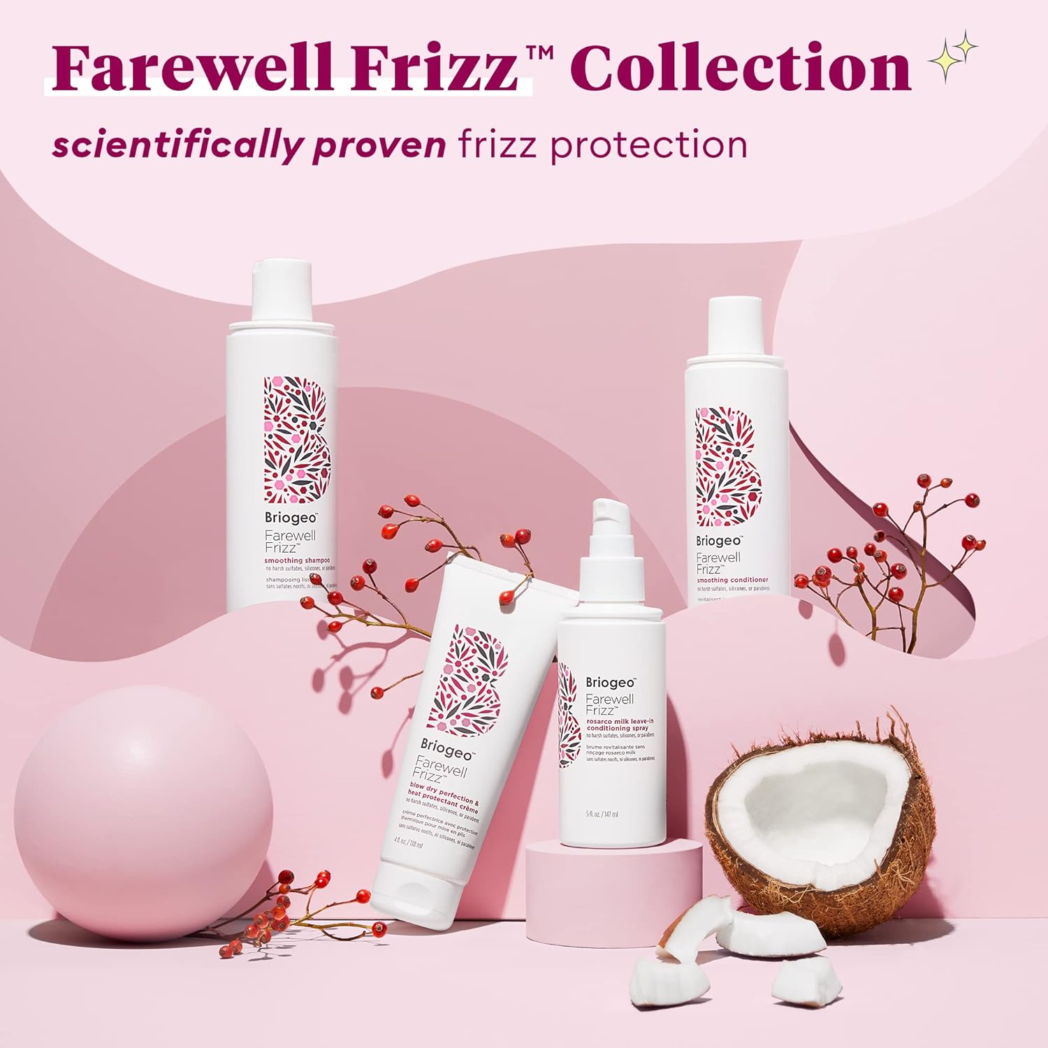 Briogeo Champú suavizante Farewell Frizz, domina el encrespamiento y restaura el brillo al cabello opaco, seco, vegano, sin falatos ni parabenos, 2