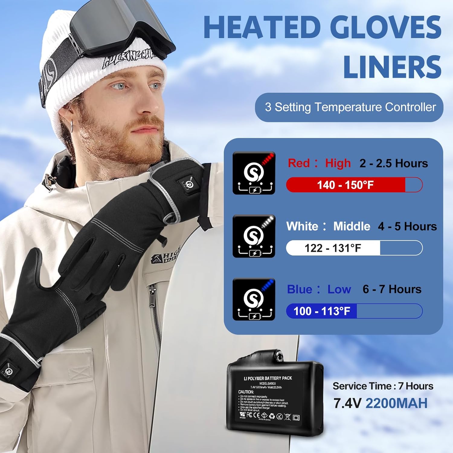 Heated Glove Liners for Men Women,Rechargeable Thin Gloves Hand Warmer with Remaining Power Display for Typing Driving Riding Cycling Hiking Running