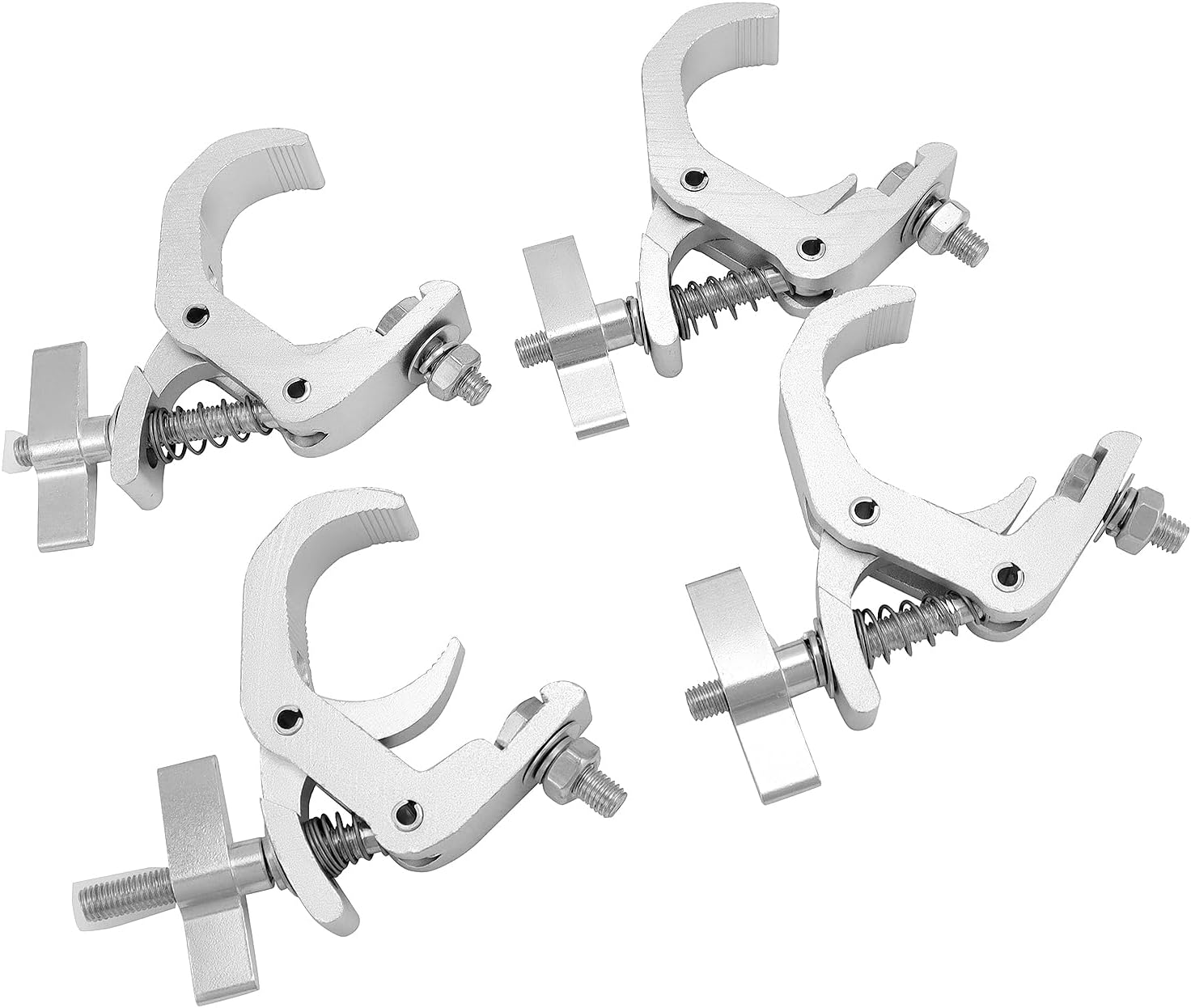 QWORK Abrazadera de luces de escenario con abrazadera de truss, paquete de 4 abrazaderas profesionales resistentes de 330 libras para accesorios de
