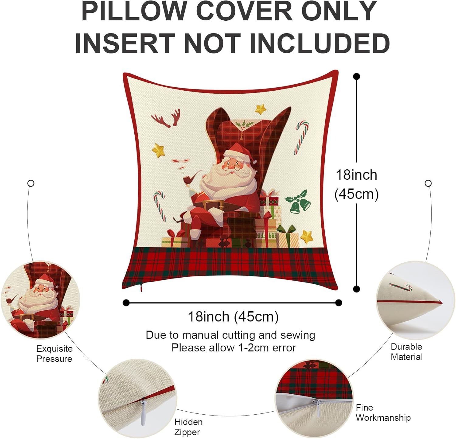 Fundas de almohada decorativas de Navidad, funda de almohada de ciervos de Navidad, funda de almohada de decoración navideña de renos, funda de