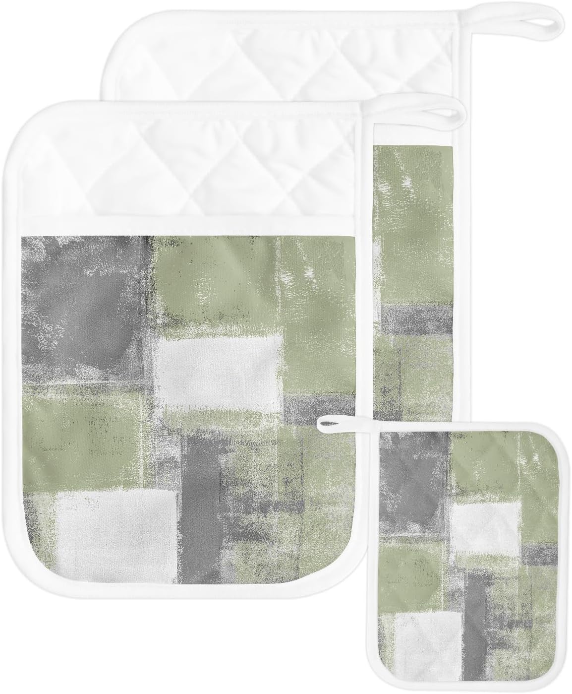 Juego de 2 agarraderas de tela de toalla antideslizantes y aislantes de calor con bolsillo, guantes de horno gruesos para horno, posavasos para