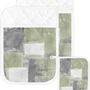 Juego de 2 agarraderas de tela de toalla antideslizantes y aislantes de calor con bolsillo, guantes de horno gruesos para horno, posavasos para Juego de 2 agarraderas de tela de toalla antideslizantes y aislantes de calor con bolsillo, guantes de horno gruesos para horno, posavasos para