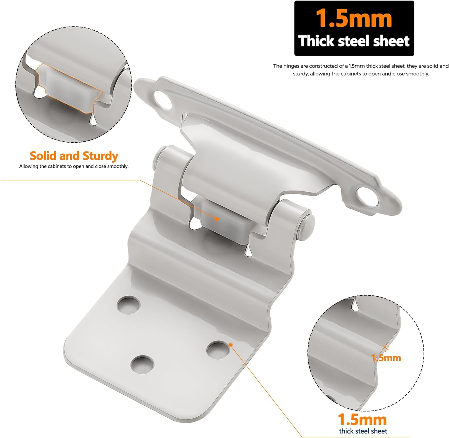 Ravinte 60 paquetes (30 pares) de 38 pulgadas, bisagras de cierre automático para cocina, baño, muebles, armarios y puertas, accesorios decorativos
