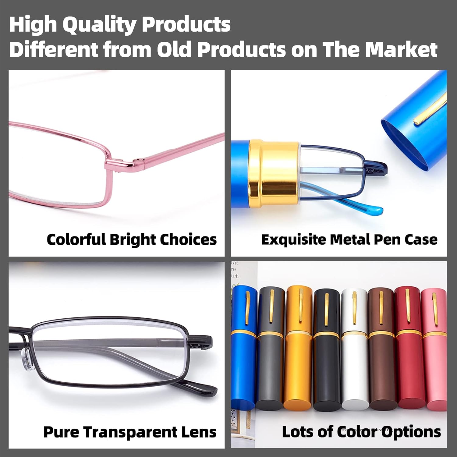 Anteojos de lectura de bolsillo delgados para hombres y mujeres, lentes compactas súper transparentes, lentes con marco de metal con bisagra de