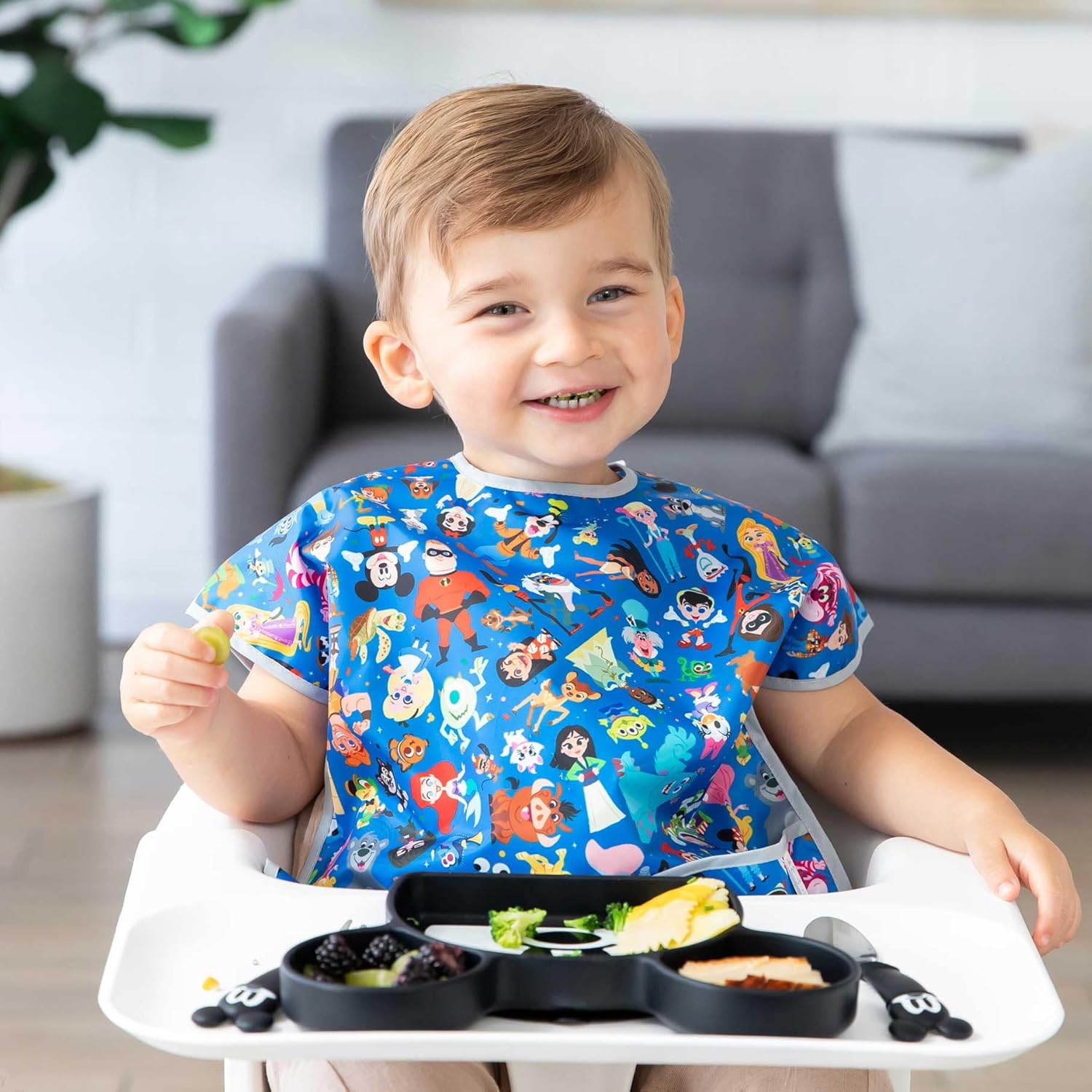 Bumkins Baberos para bebés y niños pequeños, baberos para niñas y niños, grandes para 1-3 años, babero impermeable de manga corta para niños