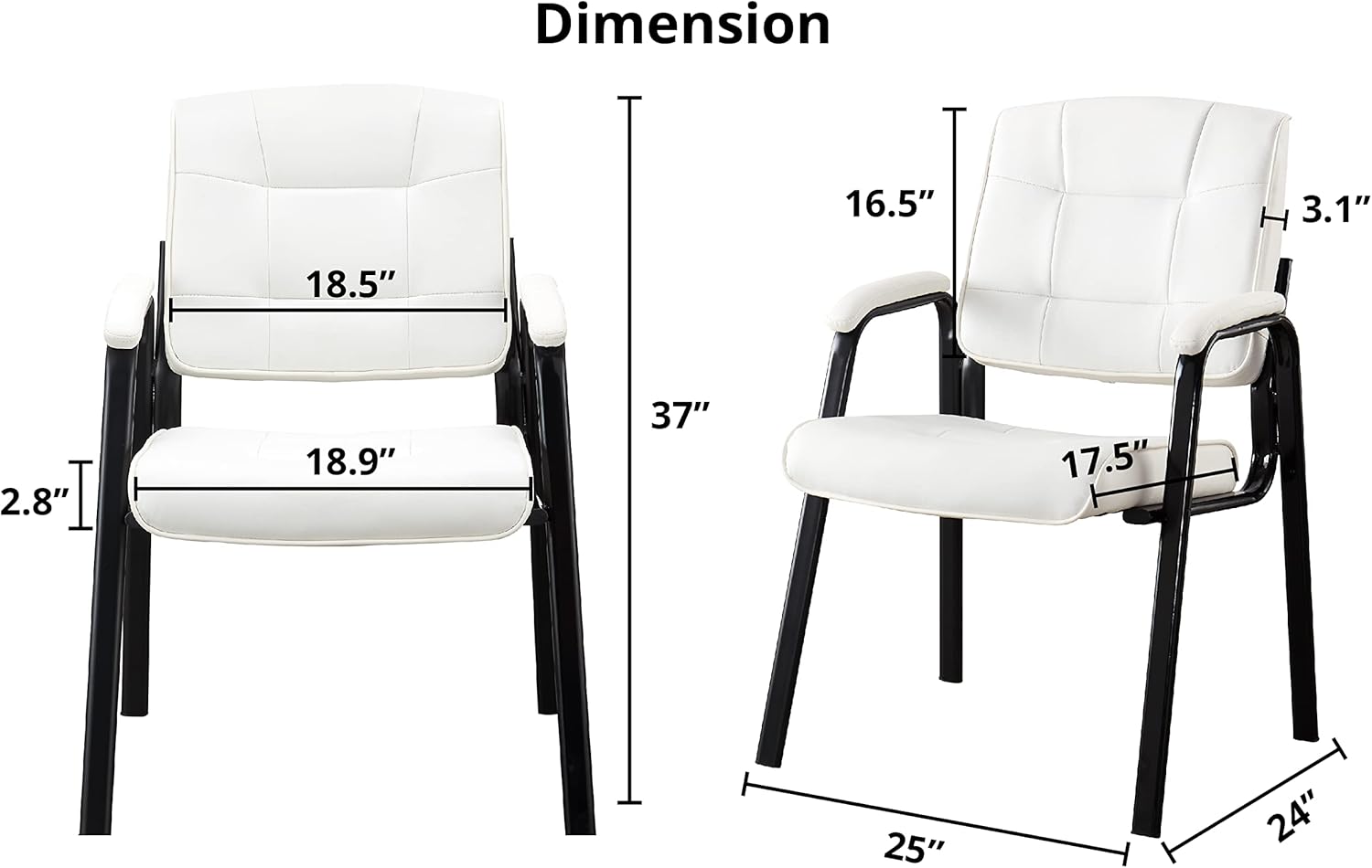 Naomi Home Juego de 2 sillas de sala de espera ejecutivas de cuero resistente, sillas de recepción de vestíbulo con reposabrazos acolchado, sillas