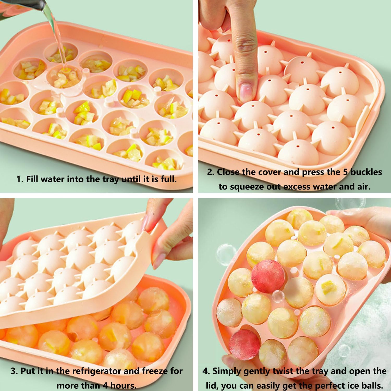 Juego de moldes de hielo de silicona con formas divertidas, molde para cubitos de hielo con forma de corazón, bandeja redonda para cubitos de hielo,