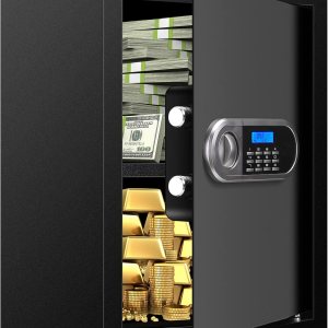 Caja fuerte de seguridad digital para el hogar de 2.5 pies cúbicos, impermeable, con teclado programable y estante extraíble, para documentos, Caja fuerte de seguridad digital para el hogar de 2.5 pies cúbicos, impermeable, con teclado programable y estante extraíble, para documentos,