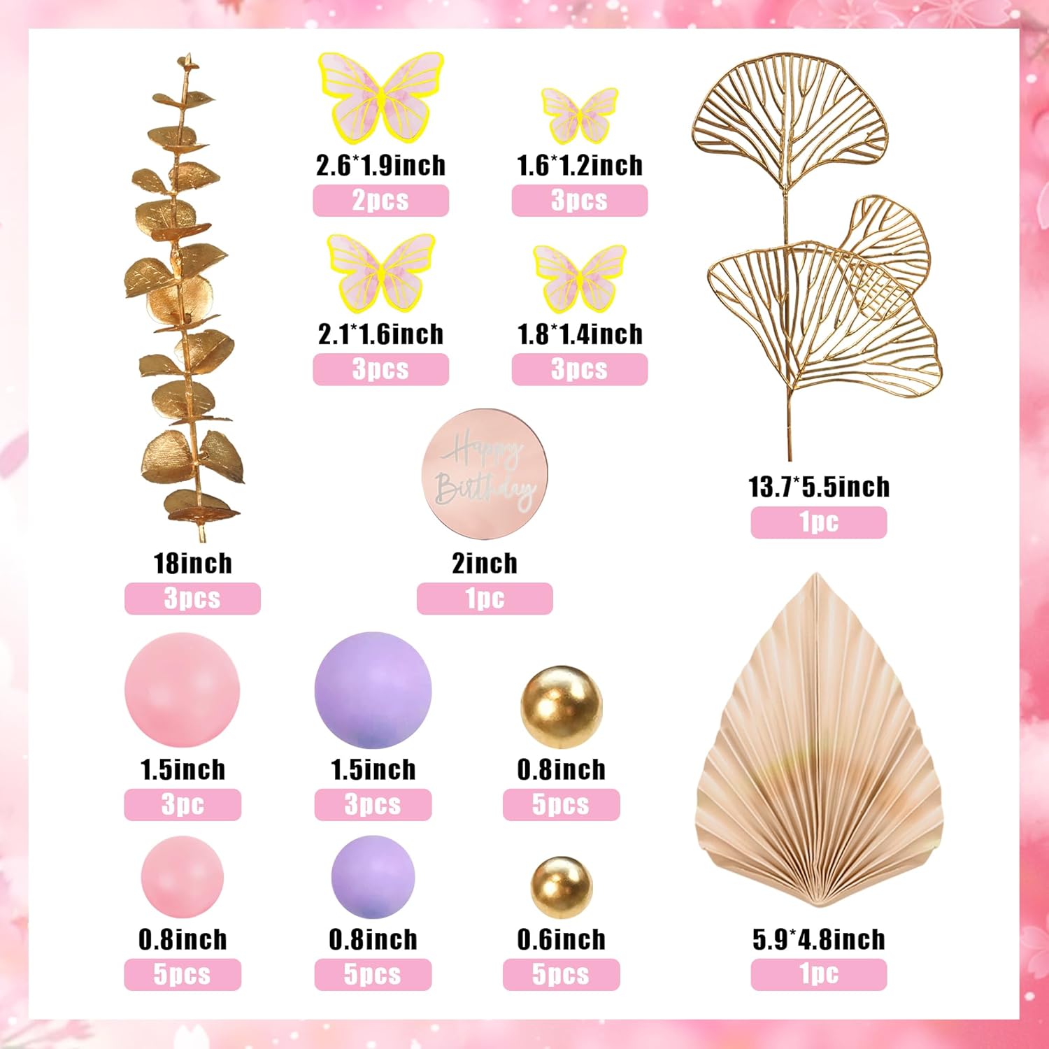 Decoración bohemia para pastel de feliz cumpleaños, con bolas, mariposas, eucalipto, para bodas, baby shower, niños y niñas, suministros de fiesta