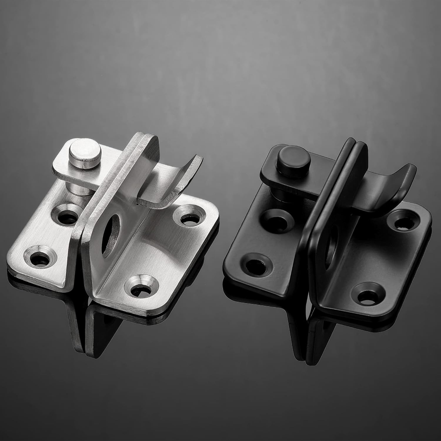 2 Packs Flip Latches1.81 x 1.77Black Stainless Steel Thickened Heavy Duty Hasp barn gate flip Door Latch Bi-fold Door Lock,Sliding Door Antique Lock