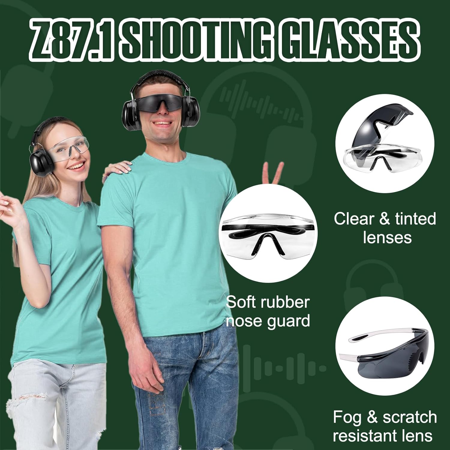 hamsemku Orejeras de protección auditiva para disparos, gafas de disparo, funda rígida, protección ideal para los oídos para entusiastas de los