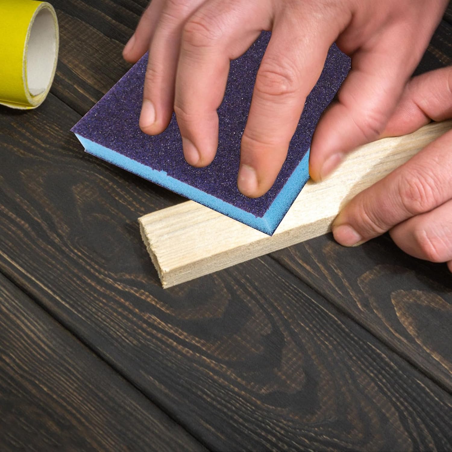 SWZHAI 6 esponjas de lijado, bloques de lijado de grano 80, esponja de papel de lija reutilizable, húmedo y seco, esponja de lija para madera,