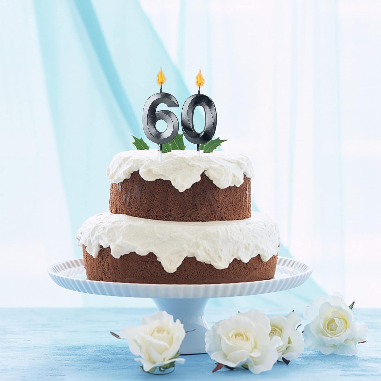 Velas negras de cumpleaños 26 y 62 para pasteles, número 26 62 para decoración de tartas para fiestas, aniversarios, bodas, celebraciones