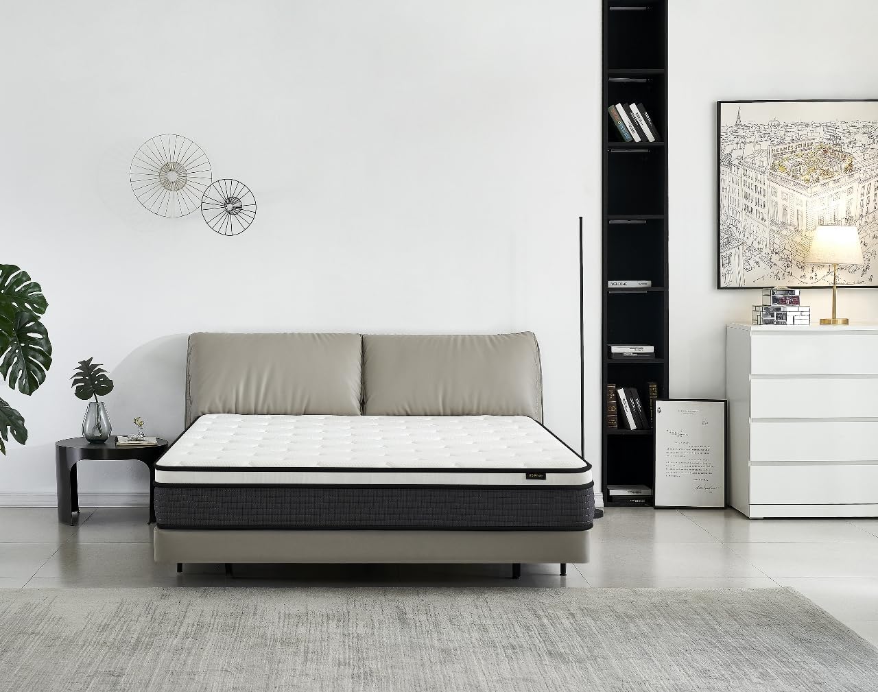 Container Furniture Direct Colchón híbrido tamaño Queen de 10 pulgadas en una caja, cojín de cama con diseño transpirable e hipoalergénico, firmeza