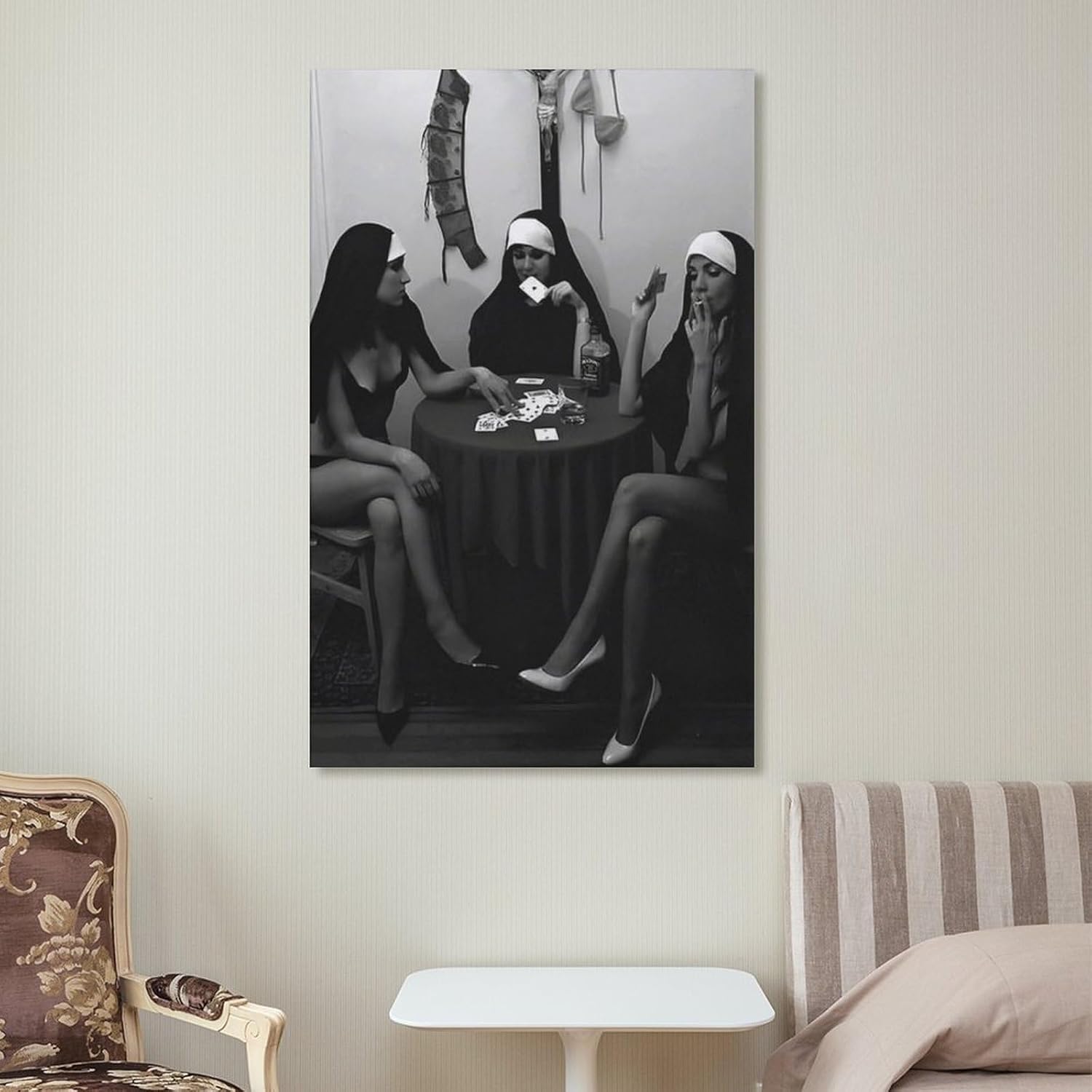 Póster de monja fumadora, póster de arte vintage para mujer, póster de estética de habitación, póster de pintura en lienzo, cuadros e impresiones