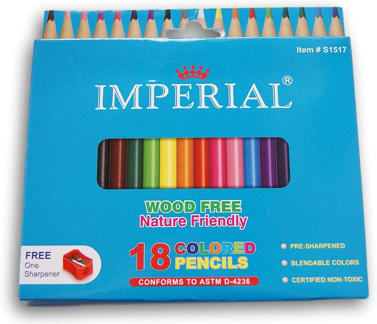 Imperial – Lápices de colores mini con sacapuntas respetuosos con la naturaleza, 18 unidades