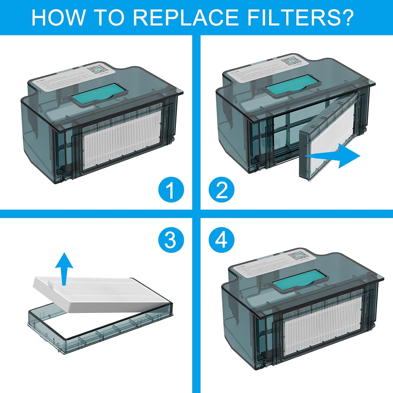 Lefant Piezas de repuesto 4 cepillos laterales y 4 filtros Hepa, Nota solo para un robot aspirador