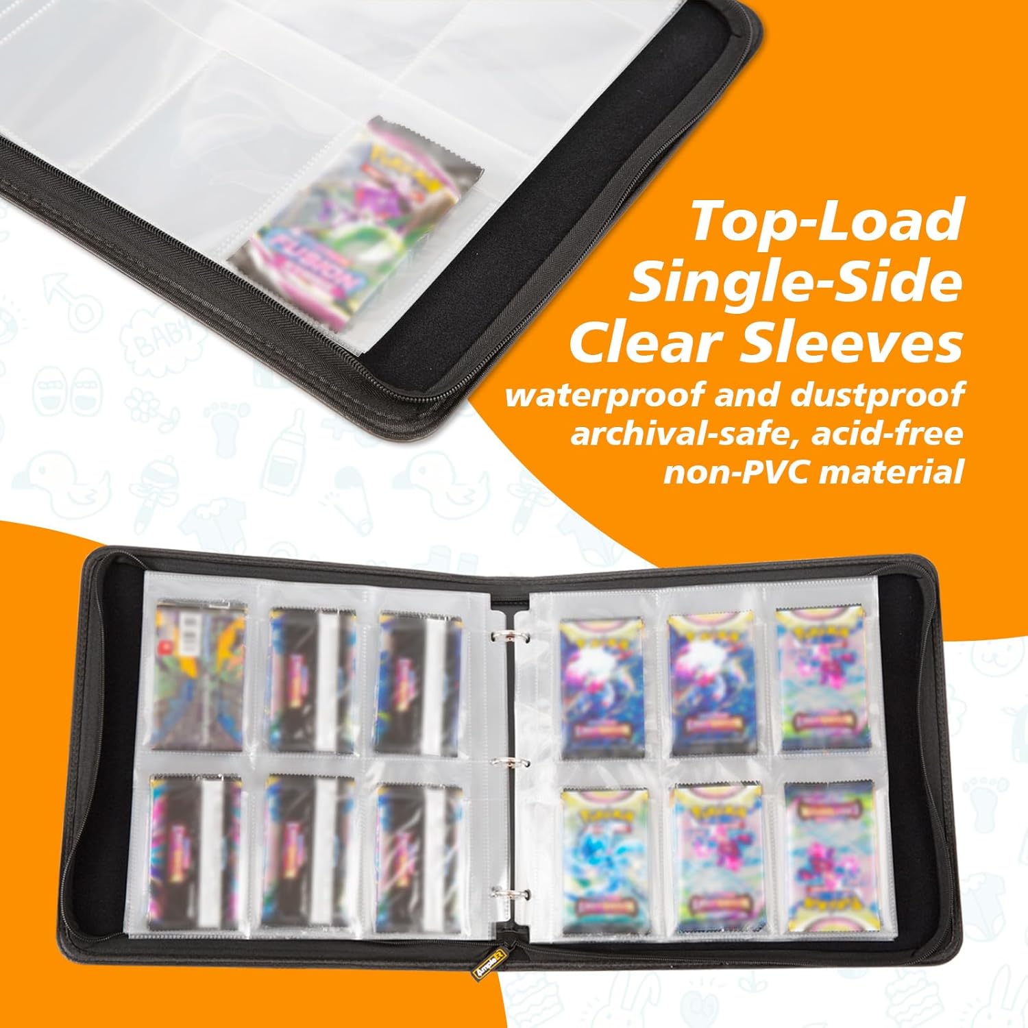 Ampleer Carpeta de almacenamiento Booster Pack, 6 fundas de bolsillo con capacidad para 60 paquetes de tarjetas selladas para TCG MTG Display