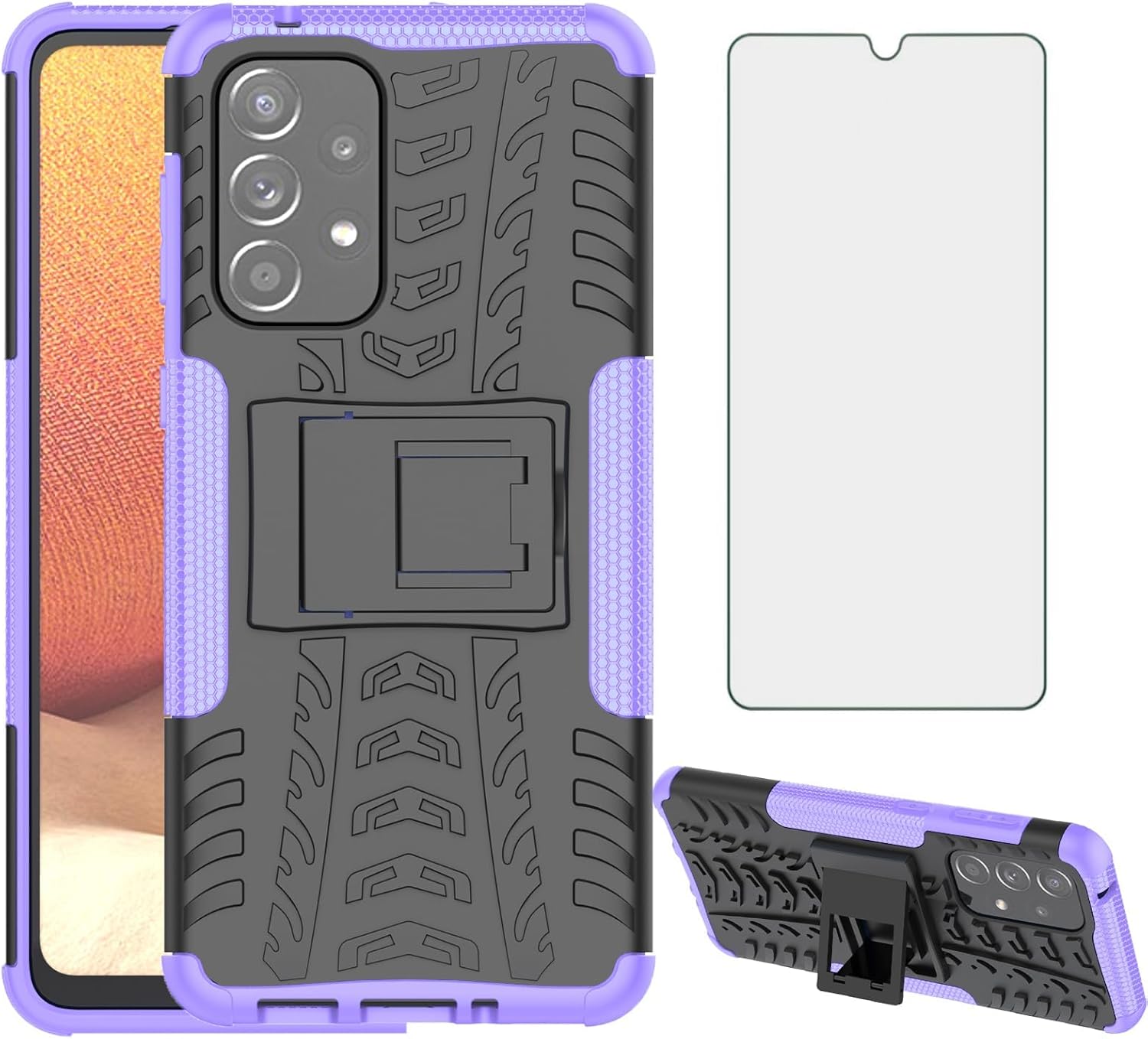 Asuwish Funda para teléfono Samsung Galaxy A53 5G con protector de pantalla de vidrio templado y soporte delgado, híbrida, resistente, funda