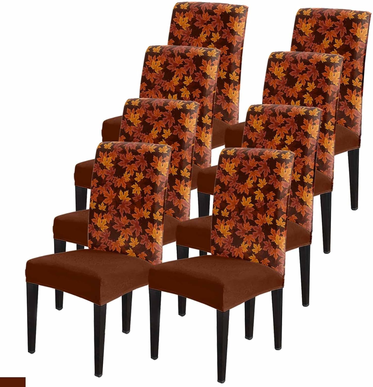 Juego de 8 fundas protectoras para sillas de comedor, diseño de hojas de arce naranja y Acción de Gracias, fundas protectoras para sillas Parsons