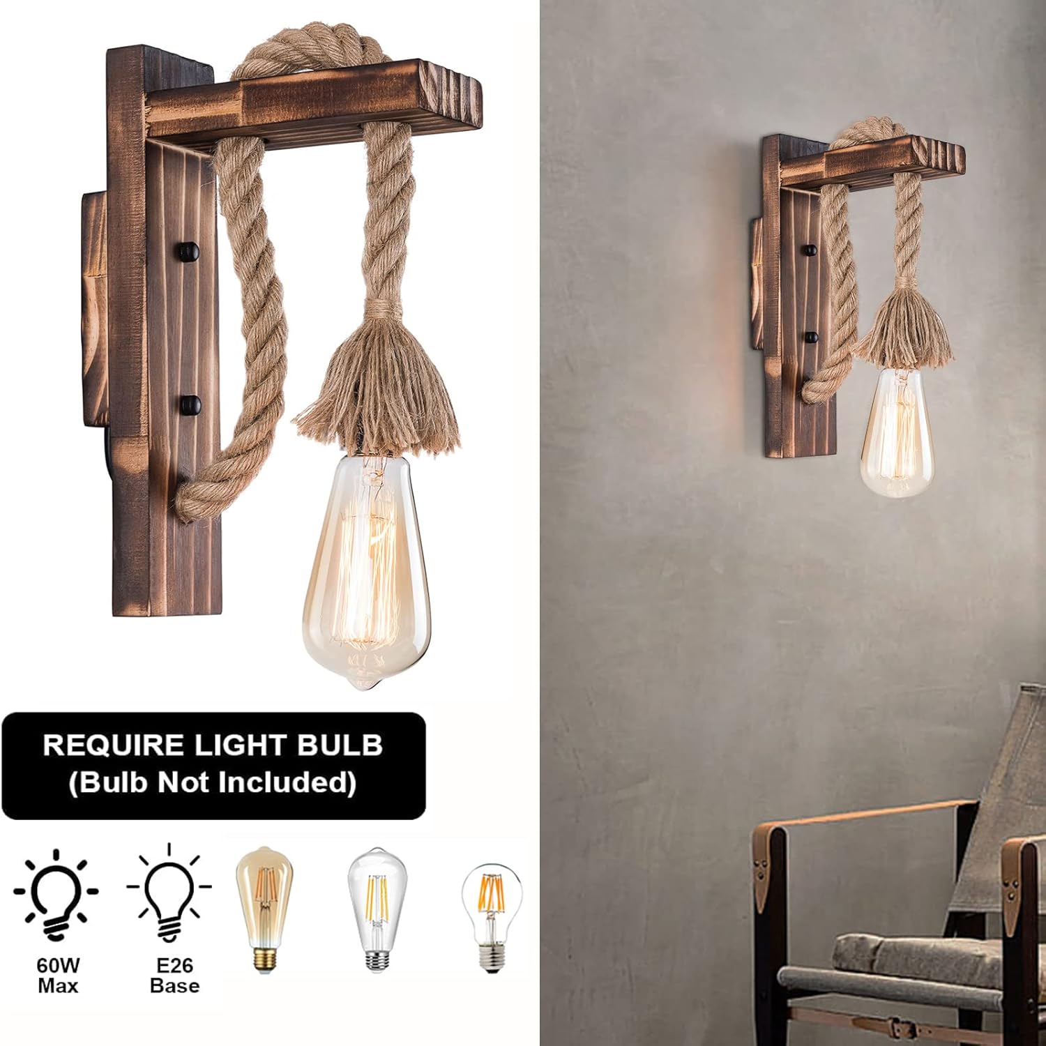 Fetcoi Apliques de pared de granja, aplique de pared rústico para entrada, cocina, comedor, dormitorio, sala de estar
