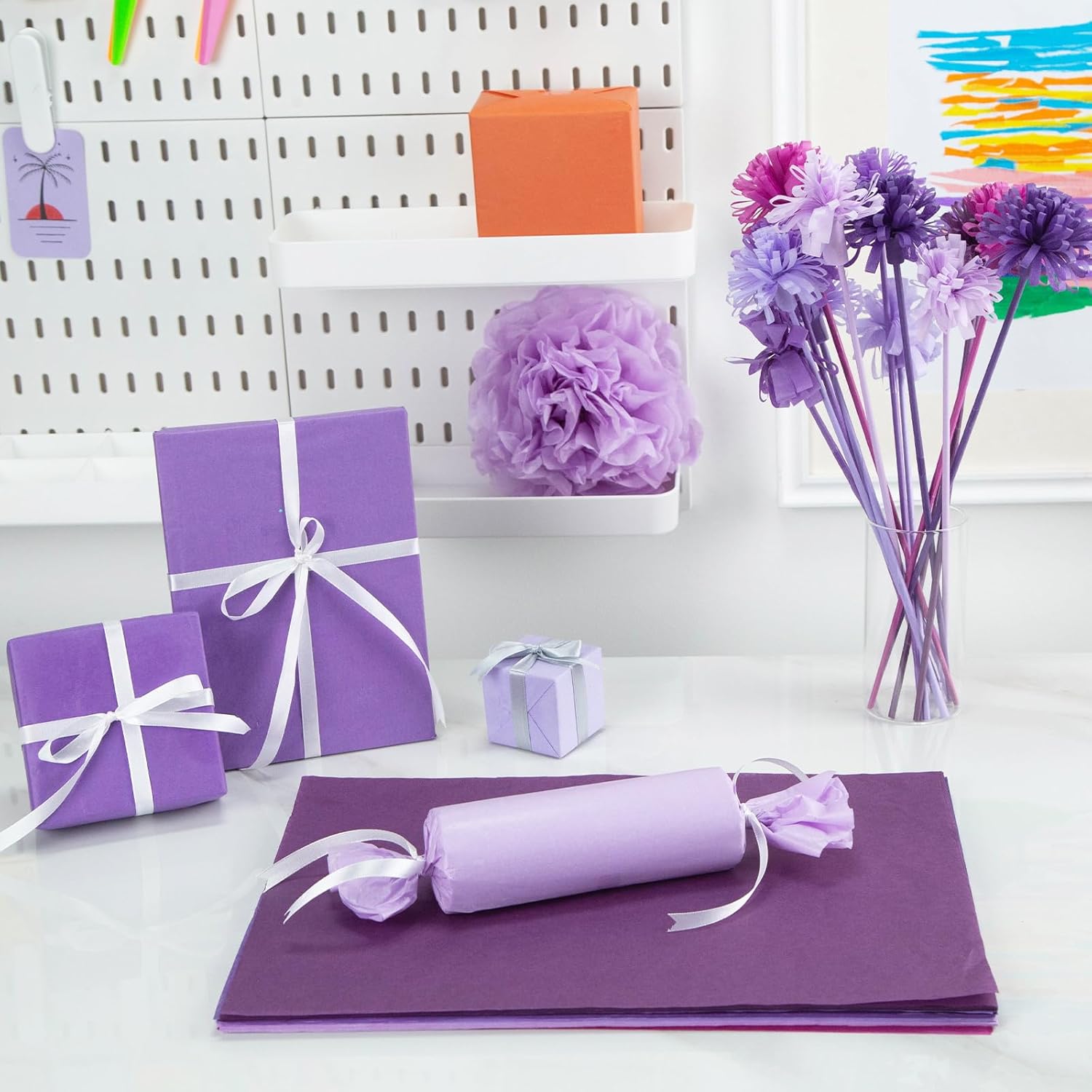 Koogel 330 hojas de papel de seda morado, papel de seda de Halloween para bolsas de regalo, 14 x 10 pulgadas, papel de regalo para manualidades,