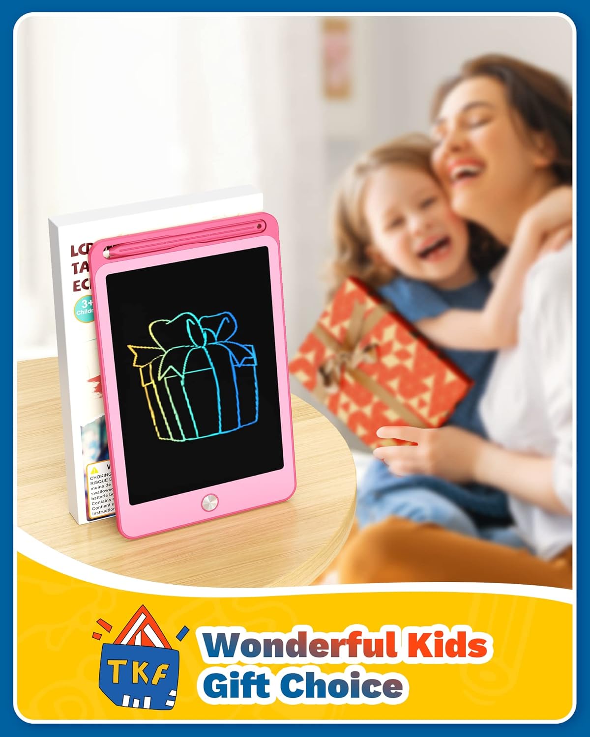 TEKFUN LCD Writing Tablet Kids Toddler Toys, 10inch Colorful Doodle Board Kids Travel Learning Toys Drawing Tablet, Birthday Gifts Presents for 2 3