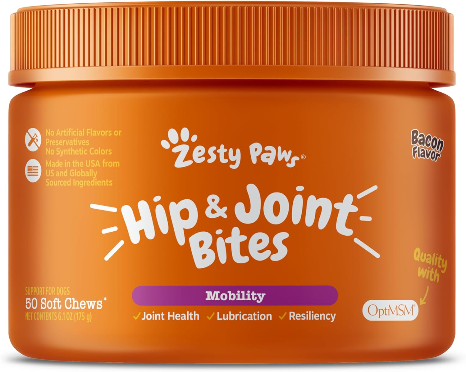 Zesty Paws Mobility Bites Suplemento para articulaciones de perro, masticables de cadera y articulaciones para perros, productos para mascotas con