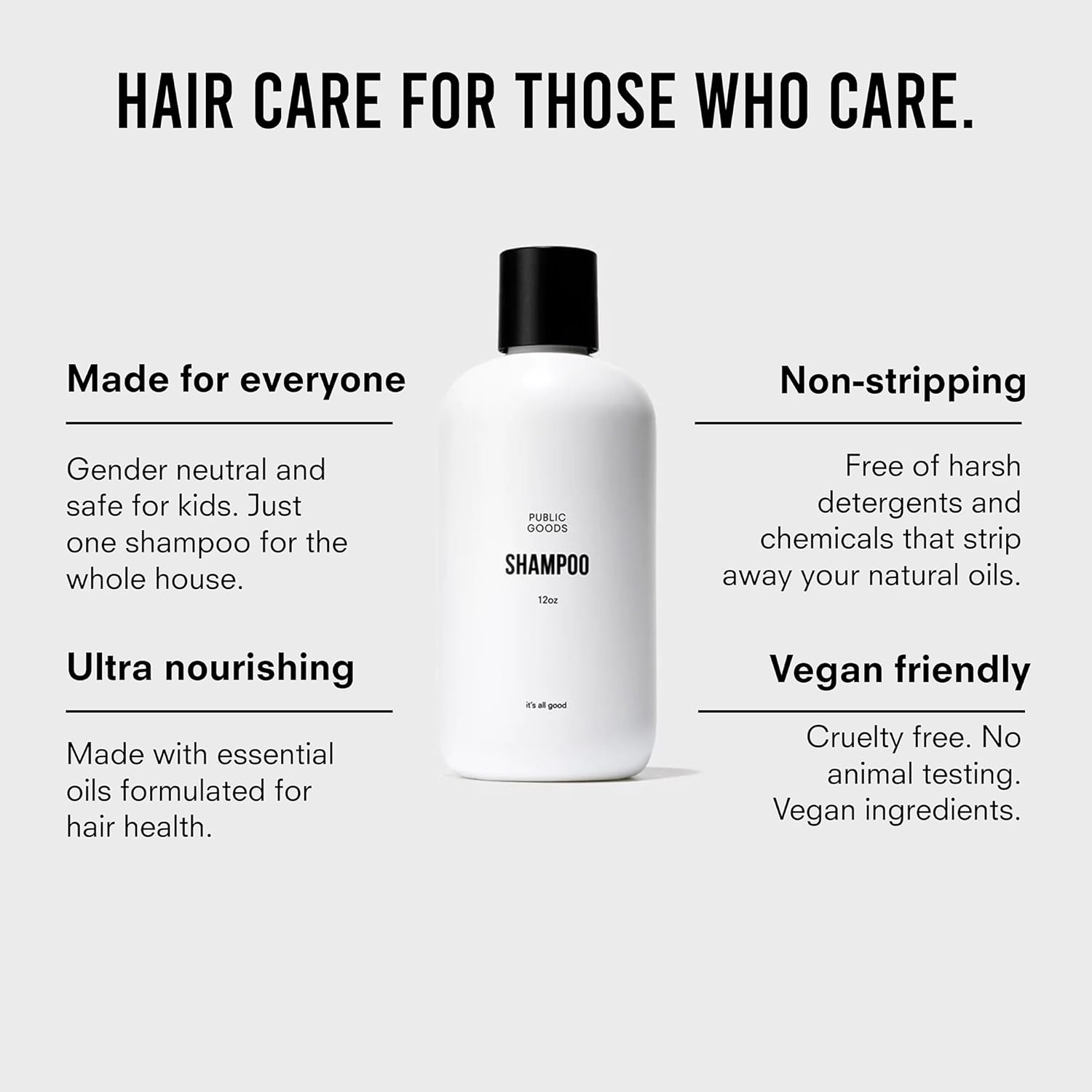 Public Goods Champú para mujeres y hombres  Champú suave natural para limpiar y nutrir todo tipo de cabello  Fabricado con aceites esenciales