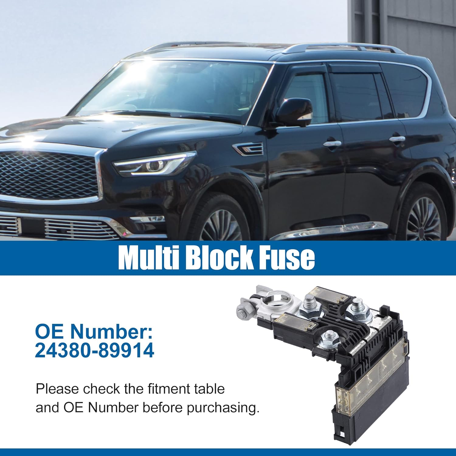 X AUTOHAUX 24380-89914 Multi Block Fusible para Nissan Armada Frontier Pathfinder Xterra para Infiniti QX56 QX80 6 Circuito Automotriz Circuito