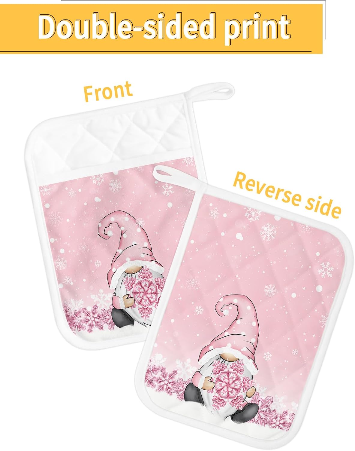 Christmas 5Pcs Pot Holders for Kitchen, Non Slip & Heat Insulation Terry Cloth Potholder Set with Pocket, Thick Hot Pad Oven Mitts Trivet Coaster