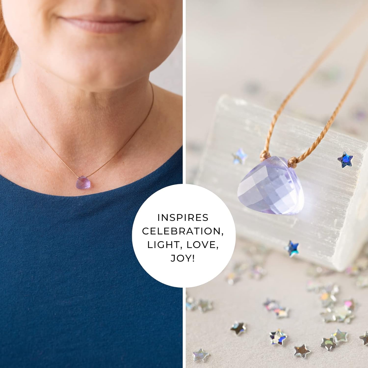 SoulKu Soul Shine Handmade Necklace, Empowering Jewelry With Healing Crystal, Inspirational Jewelry For Women, Mom & Sister, 2″” Extender With