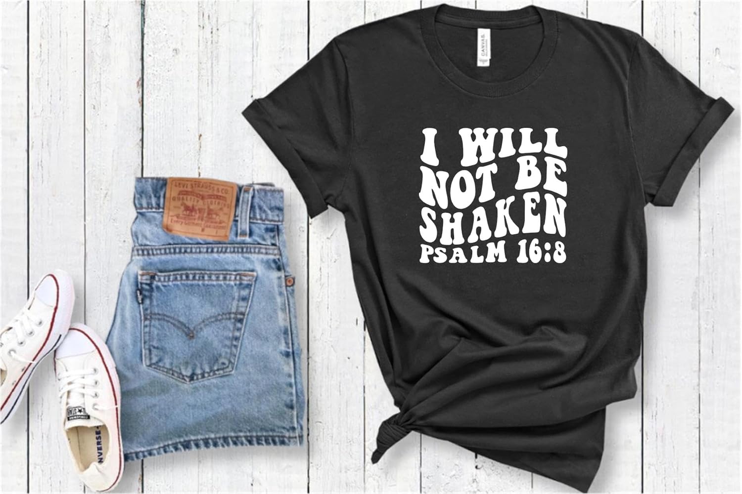 Parches de hierro con texto en inglés “I Will Not Be Shaken” Adhesivos Transferencia Apliques Letras para camisetas Ropa de tela  Christian