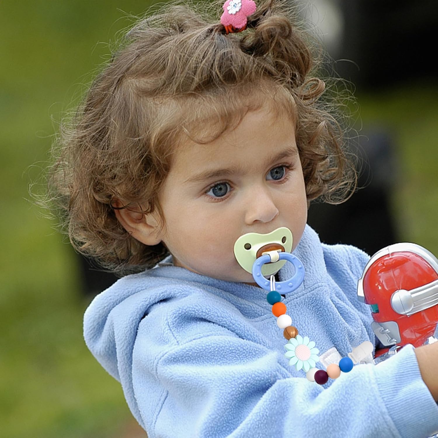 Paquete de 4 clips para chupete de bebé, clip de silicona para chupete para bebés niñas y niños, lindo clip de chupete de dibujos animados colorido