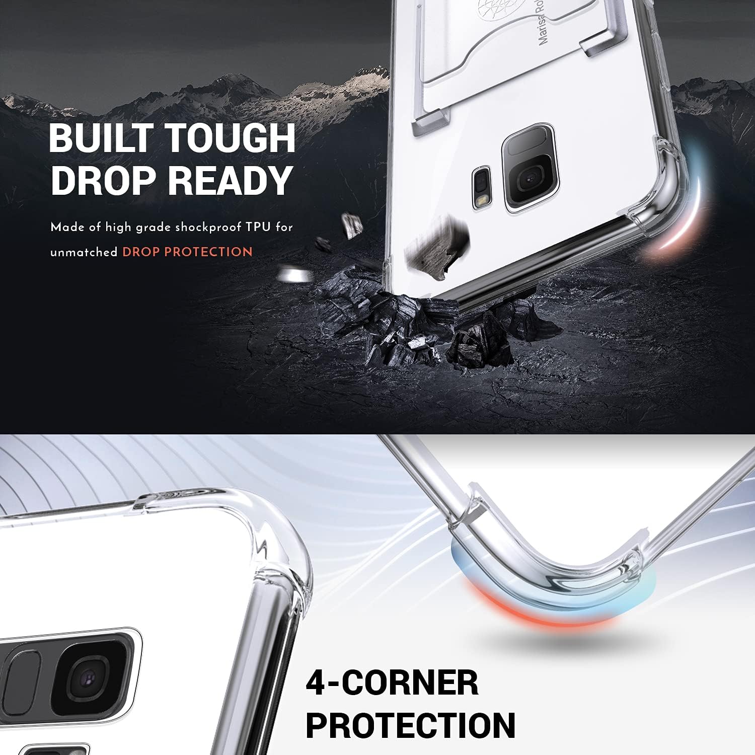 Shields Up Funda para Galaxy S9, funda Samsung S9, funda minimalista con tarjetero y soporte de anillo, protección contra caídas Funda protectora